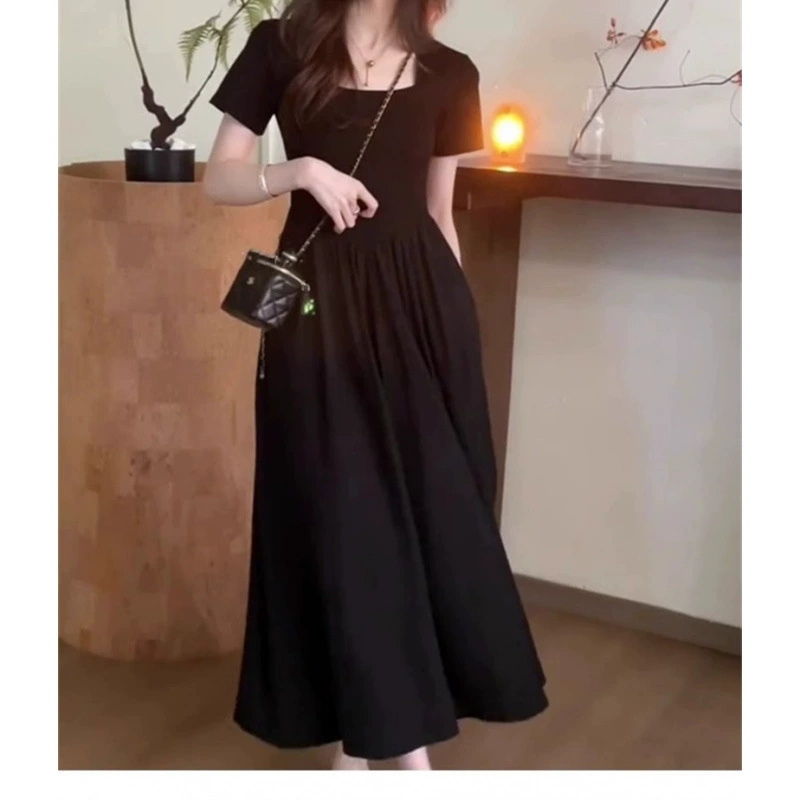 2025 французское платье в стиле Хепберн женское летнее темпераментное платье тонкая юбка премиум-класса