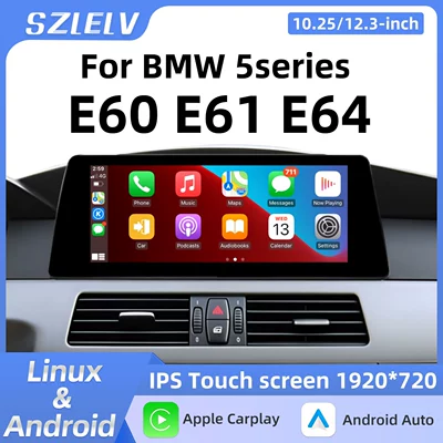 Large-Screen Car Central Control System Suitable for Bmw 5 Series E60 E61 2004-2010 Bluetooth Android Navigation Linux