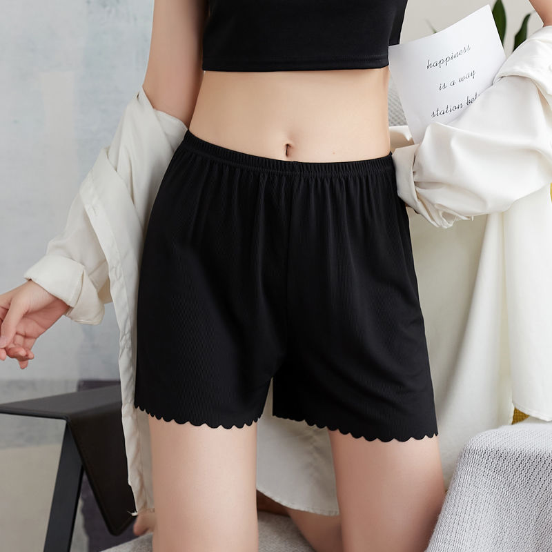 Loose and wearable jk safety pants for women, anti-exposure bottoming safety pants, thin summer non-curling ice silk ribbed shorts