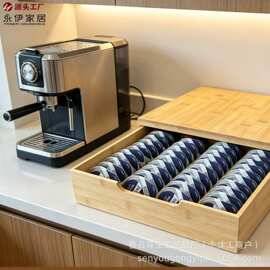 跨境竹制抽屉收纳盒咖啡胶囊储物架办公桌咖啡包茶包收纳盒