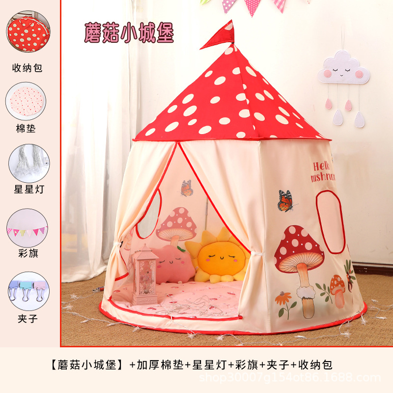 Tienda de campaña para niños en interiores niñas juegos de princesa casa de hongos hogar mochila de seguridad casa de juguetes para bebés