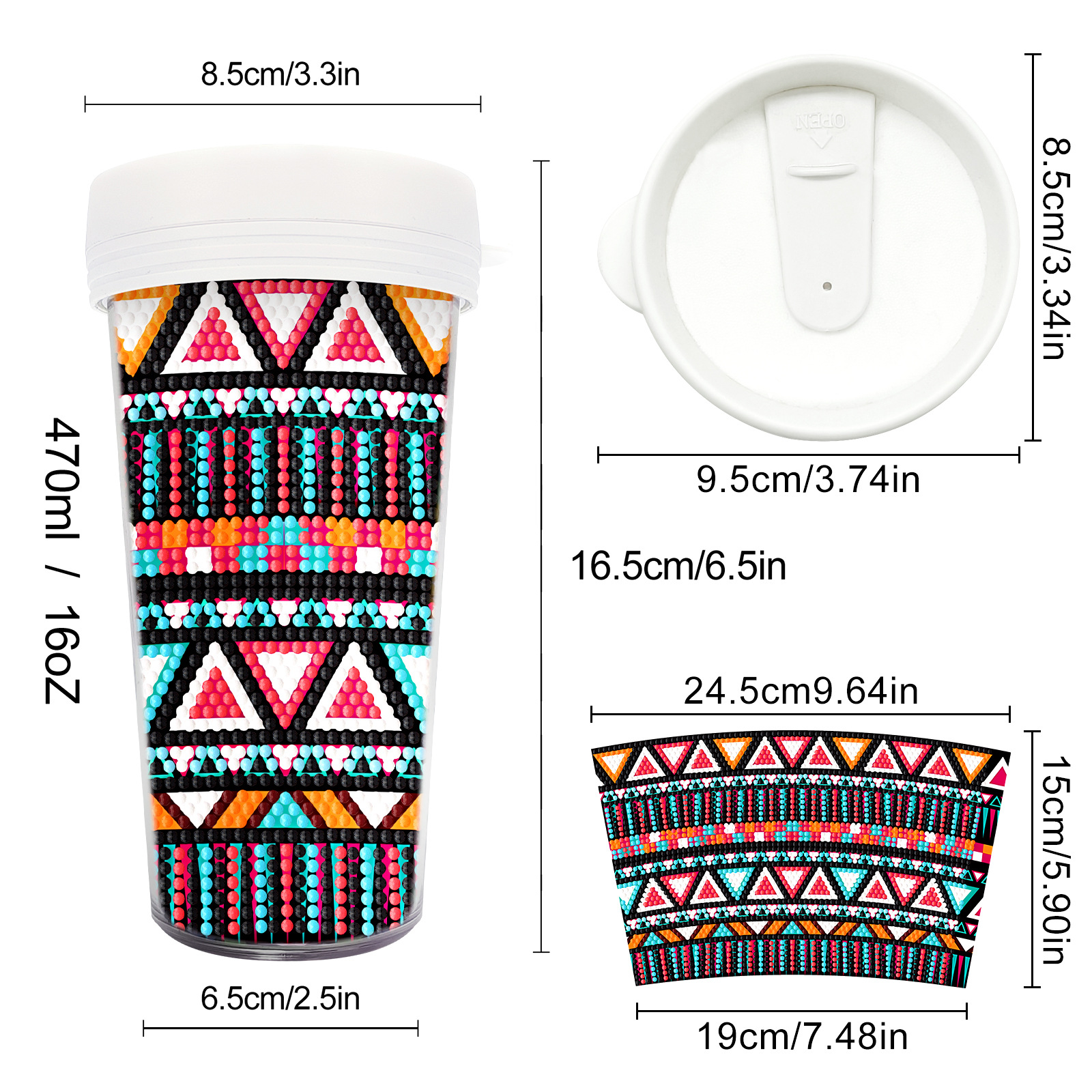 Pintura de diamantes seleccionada nueva taza de bricolaje pintura de diamantes completa etiqueta de artesanía de diamantes botella de agua para beber distribución al por mayor