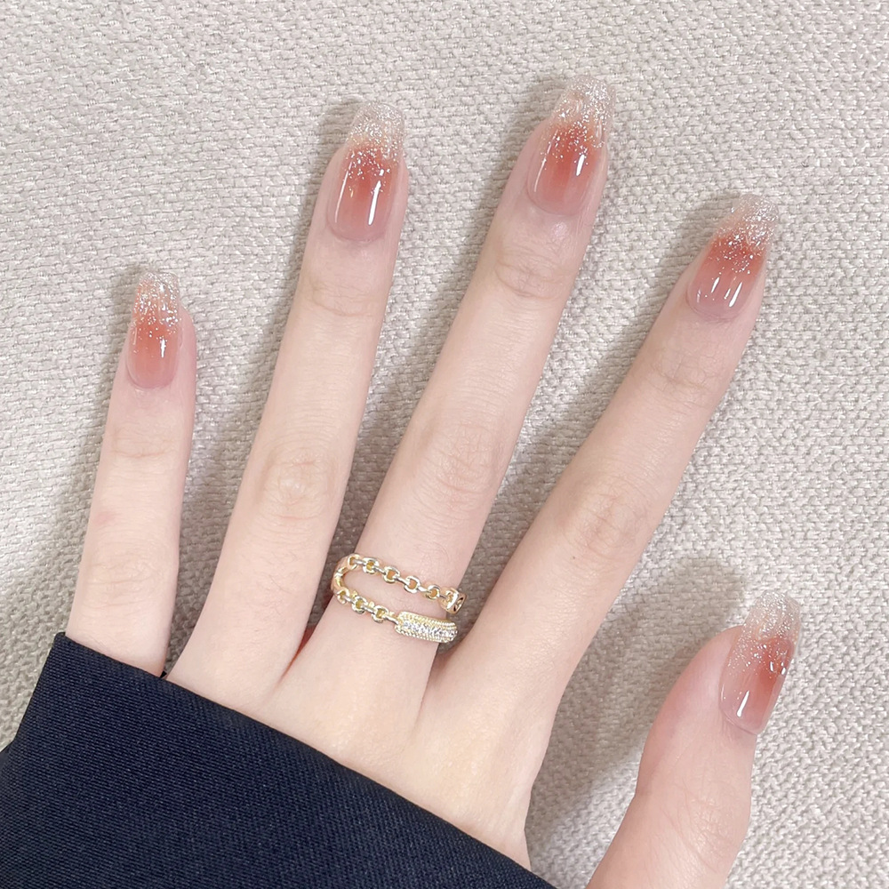 Dorado en polvo gradiente dulce y fresco parche de manicuras polvo desnudo fresco brillo de tendencia de manicuras románticas atmósfera de venta caliente para usar uñas