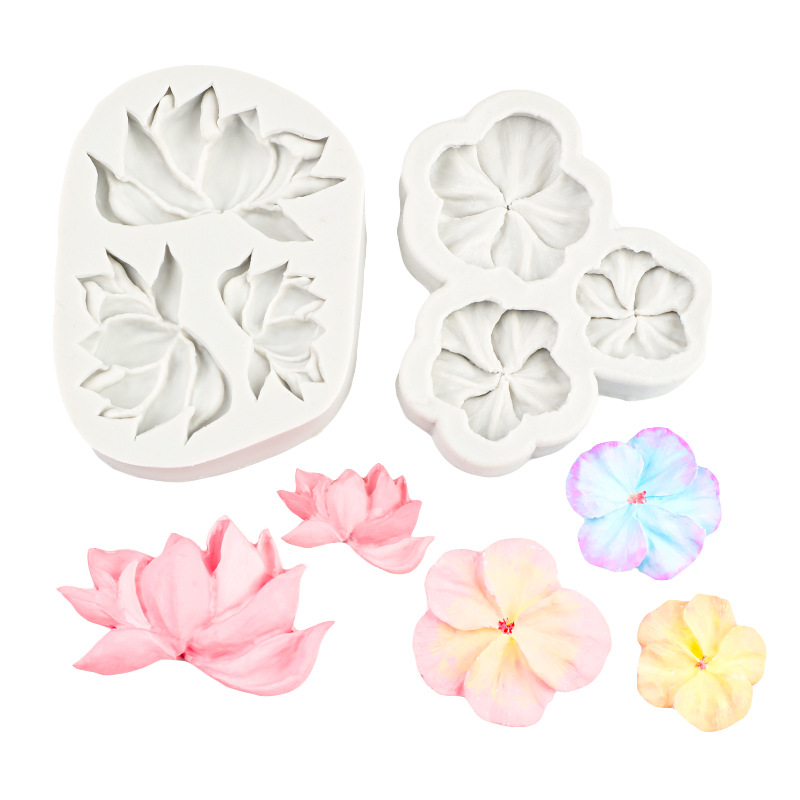 Flor fondant Frangipani Molde de silicona Decoración de pastel de hojas Mousse de chocolate Molde de fondant Molde de yeso de aromaterapia