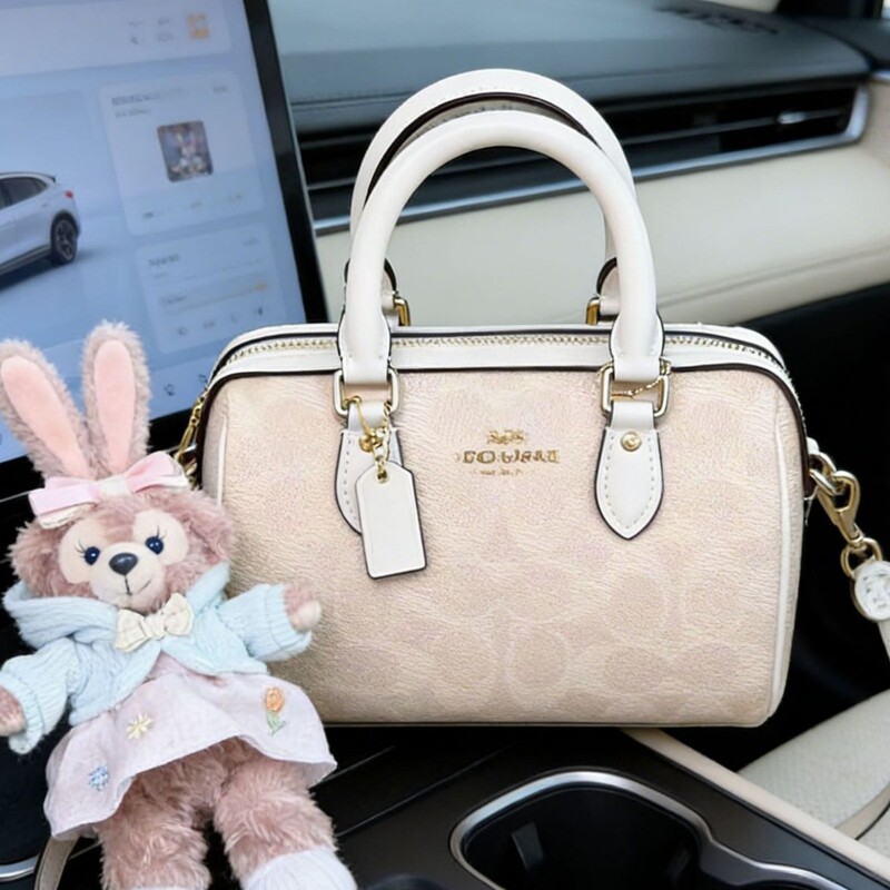 Koujia High-Quality Rowan Mini Boston Pillow Bag Genuine Leather Fashion Printed Handbag Shoulder Crossbody Bag for Women