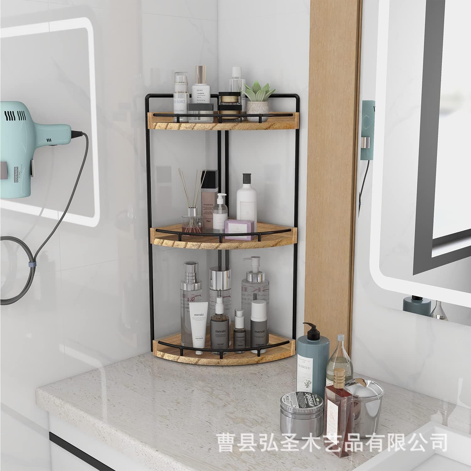 Estante de madera multicapa Estante de limpieza de artículos de tocador de baño Estante de almacenamiento de cosméticos Estante de almacenamiento de suministros de cocina