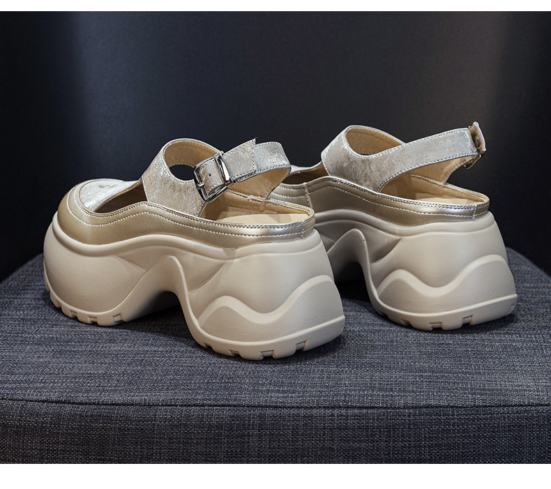 Sandal nữ đế dày mũi bít phong cách La Mã — M2897 xanh lá, M2897 bạc, M2897 màu mơ, M2897 màu da báo chi tiết 37