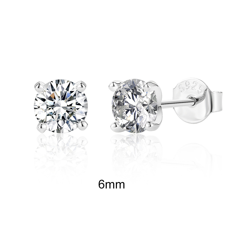 925 Sterling Silver Material Geometric Pattern 1 Pair 925 Sterling Silver Zircon Geometric Ear Studs