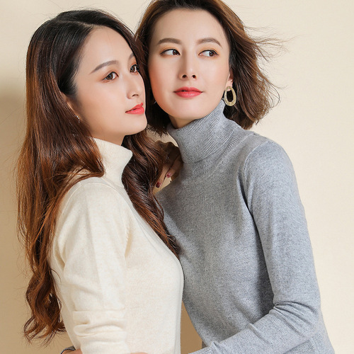 Women's High-Neck Knit Sweater, Factory Wholesale, Knit Top, Short Sleeve, Autumn/Winter, Plus Size, Loose Fit, Wool Blend, Thin Knit Crewneck Sweater