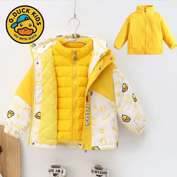 Yellow set, quilted jacket, velvet liner with down, 3 piece set