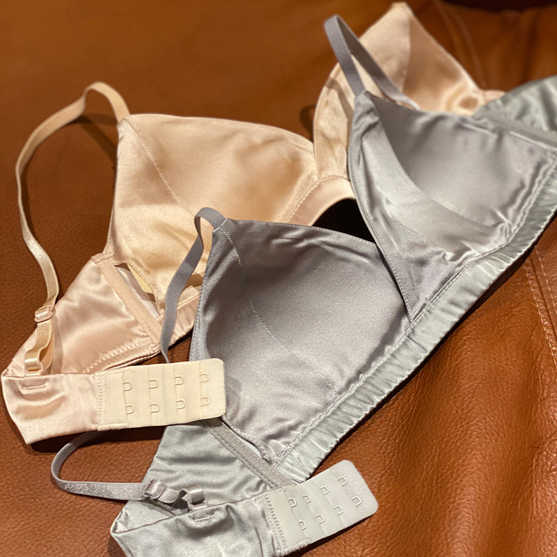 Silk Bra Summer Thin Comfortable Non-binding Mulberry Silk Material Classic French Sexy Non-rimmed Underwear for Women