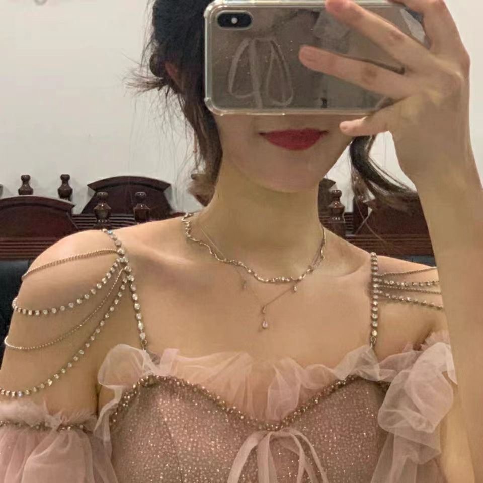 Cross-border accesorios de vestir populares elegante nupcial boda rhinestone Cadena de hombro Europa y América multi-capa de la correa de la cadena de hombro accesorios al por mayor