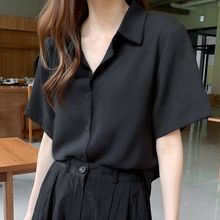 韩版短袖衬衫通勤ol女士职业夏季外穿短款宽松职业工作服夏天薄款