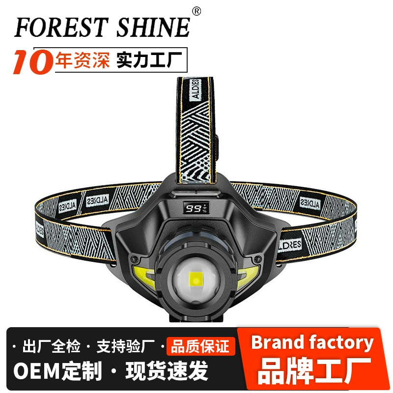 Трансграничная сильная световая налобная лампа, перезаряжаемая, высокая яркость, долговечная литиевая батарея, налобная лампа для рыбалки, шахтерская лампа, уличное индукционное освещение