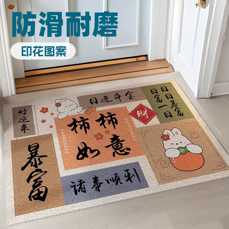 现代设计入户地垫长方形进门丝圈门垫室内玄关满铺耐脏防滑踩脚垫