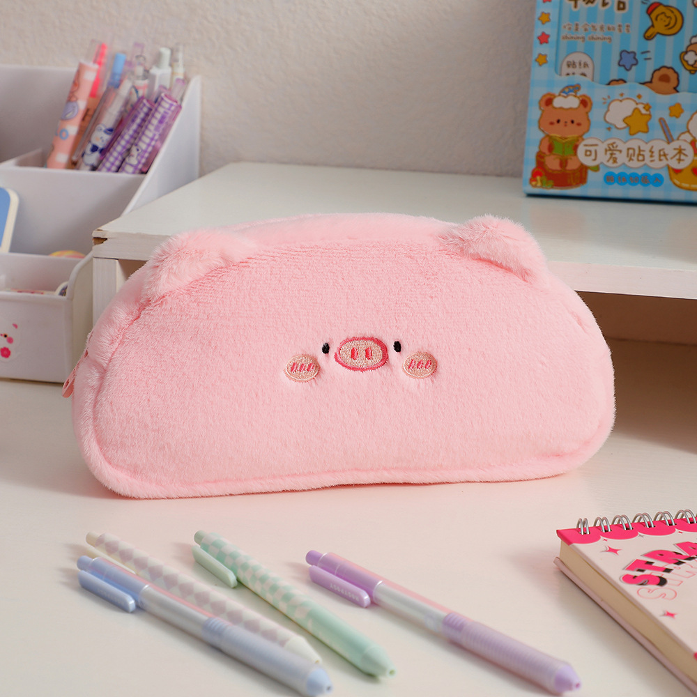 Bear Pv Velvet Class Learning Cute Pencil Case display picture 4