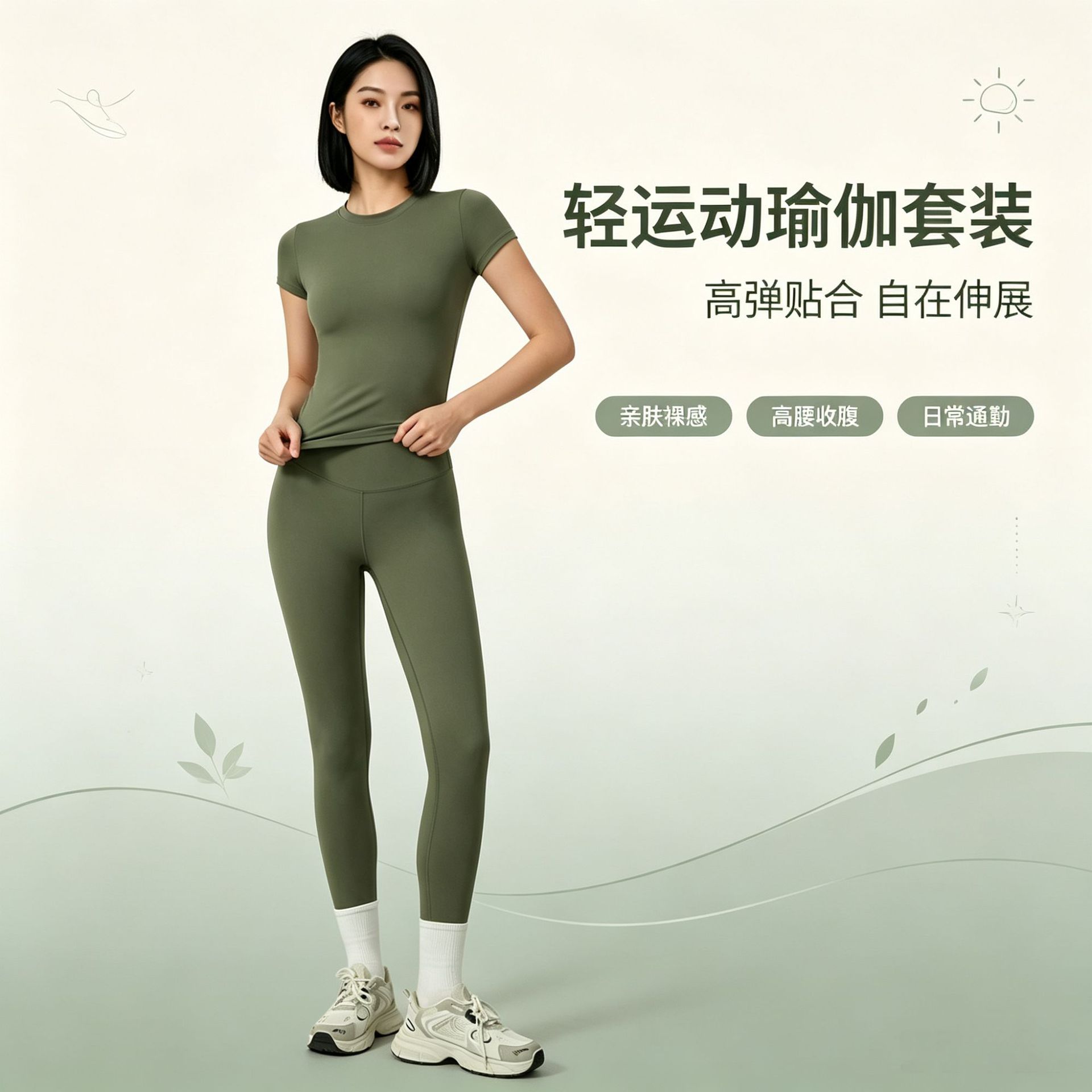 Cross-border best-selling short-sleeve long-pants t-shirt quick-dry yoga tight-fitting round-neck women's outdoor running sports Pilates set