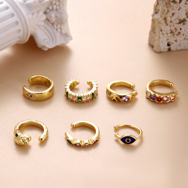 Colored zircon eye snake shaped cartilage without hole puncture ear bone clip fashionable and popular_voghion.com