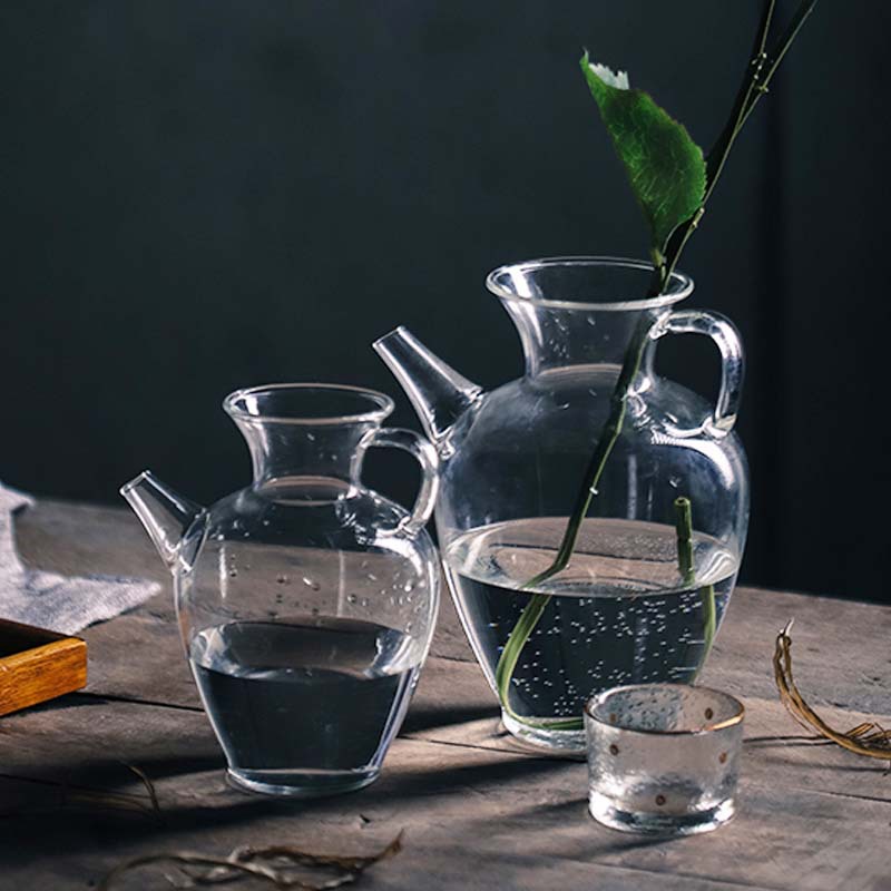 水注壶复古大号公杯仿宋绿茶壶分茶器玻璃凉水壶高硼硅玻璃花瓶