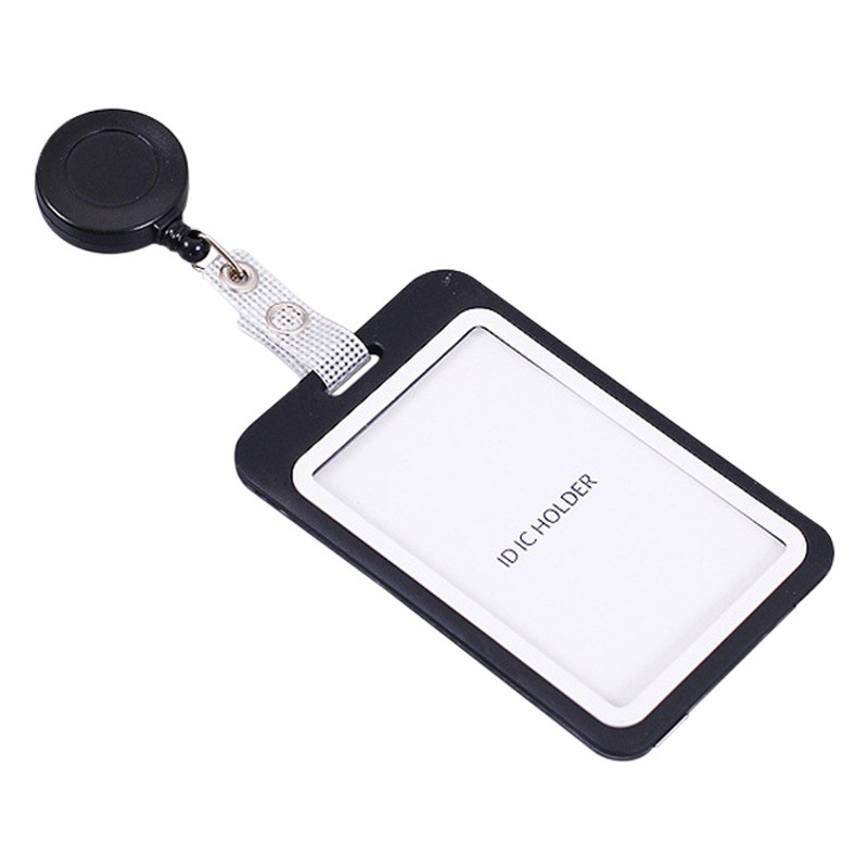 Directo de fábrica en stock rejilla cuero fácil tirón telescópica cordón tarjeta de trabajo tarjeta titular de la tarjeta