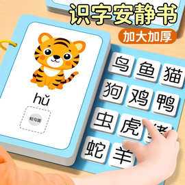 幼儿识字早教安静书宝宝启蒙粘贴书儿童魔术贴卡片益智玩具认知卡