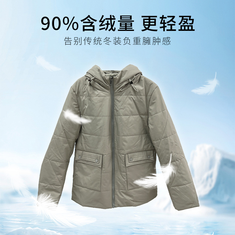 工厂定制冬季简约设计感短款羽绒服女韩系博主90白鸭绒保暖外套