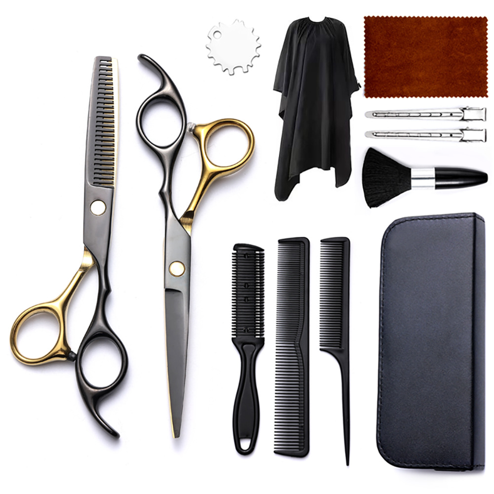 Corte de pelo tijeras transfronterizas amazonas color tijeras de dientes planas cortadas delgadas frange tijeras divisorias fábrica de tijeras al por mayor set de tijeras de peluquería