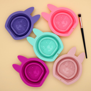 Silicone Makeup Cleaning Rabbit Foldableing Scrubbing Bowl Powder Puff Beauty Egg Cleaning Pad Beauty Tool Scrubbing Pad