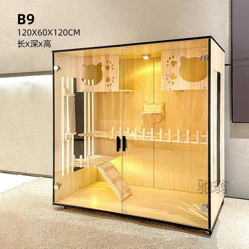 麓f實木貓籠子家用貓別墅貓籠別墅貓咪籠子三層四層貓櫃貓屋貓舍