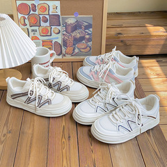 Women's 2023 Summer Breathable Sports Shoes, White Casual Platform Sneakers for Girls, New Student Net Shoes