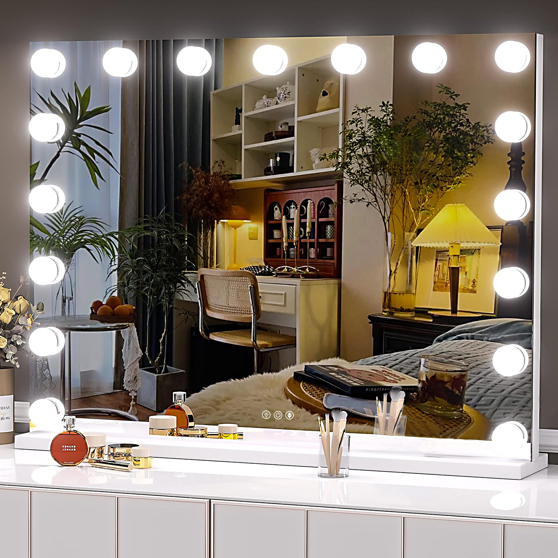 Nuevo 15 lámparas de Hollywood, espejo de maquillaje, red, espejo de escritorio grande, Amazon transfronterizo