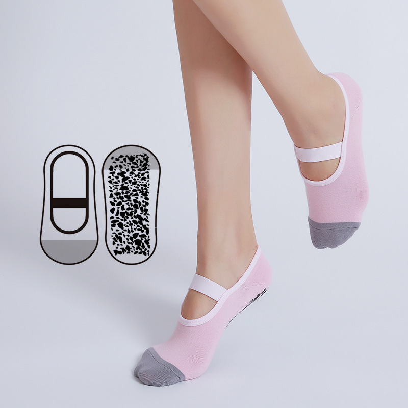 Round Toe Backless Floor Socks Indoor Cotton Socks Women's Non-Slip Fitness Pilates Yoga Socks Ballet Shoes Socks Dance Socks