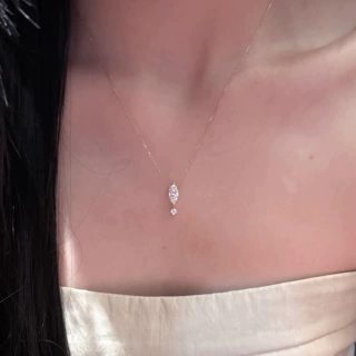 S925纯银极简水滴钻锆石项链甜美轻奢ins高级感马眼钻百搭锁骨链