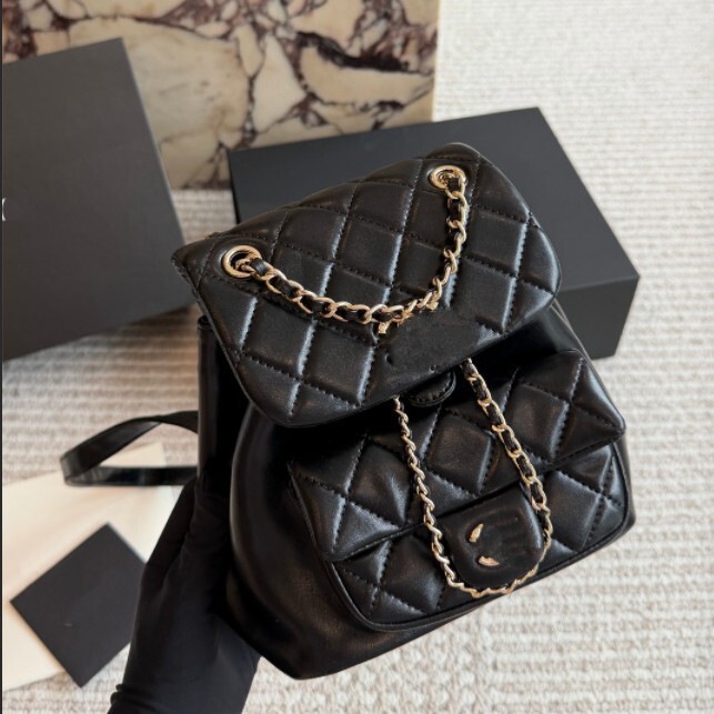 Cross-Border Physical Goods with Logo, Small Chanel-Style Genuine Leather Duma Backpack, Frog Backpack, Small Backpack, Full Set Gift Box, High-End Version Cross-Border Physical Goods with Logo, Small Chanel-Style Genuine Leather Duma Backpack, Frog Backpack, Small Backpack, Full Set Gift Box, High-End Version