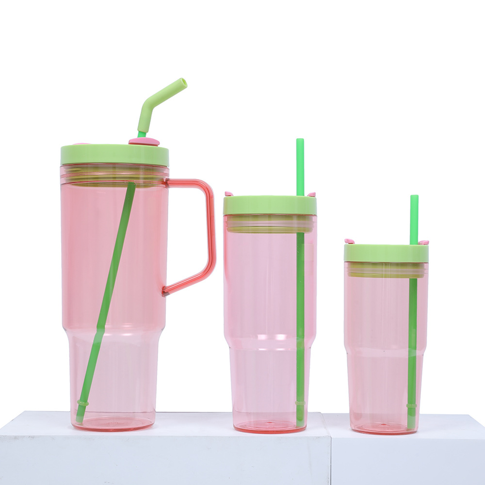 Taza de coche de comercio exterior transfronteriza de 40oz Taza de plástico gigante Juego de tres piezas con pajita Taza de agua de gran capacidad y alto valor