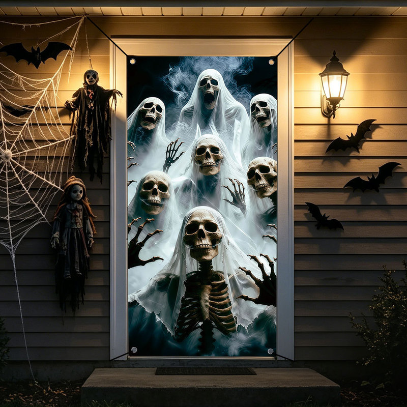 New Cross-Border Halloween Horror Porch Decoration Door Curtain Holiday Party Skeleton Thriller Banner Door Cover Door Hanging New Cross-Border Halloween Horror Porch Decoration Door Curtain Holiday Party Skeleton Thriller Banner Door Cover Door Hanging