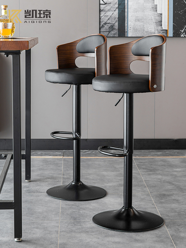 Wholesale bar stool lift solid wood back high stool home modern simple iron bar chair bar stool front desk 