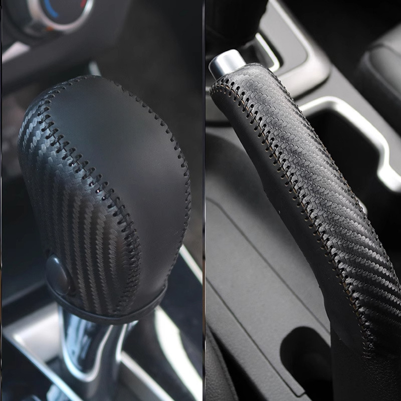 Leather car gear shift knob cover, hand-stitched, for Nissan 2012 New Sylphy, Qida, and Teana models. Also includes a handbrake cover and a gear shift cover