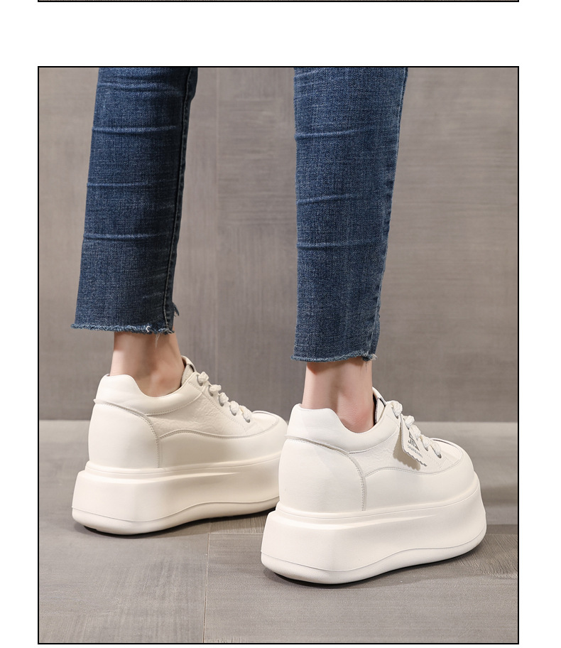 Giày sneaker nữ đế dày tăng chiều cao siêu nhẹ phong cách thể thao — màu trắng chi tiết 11