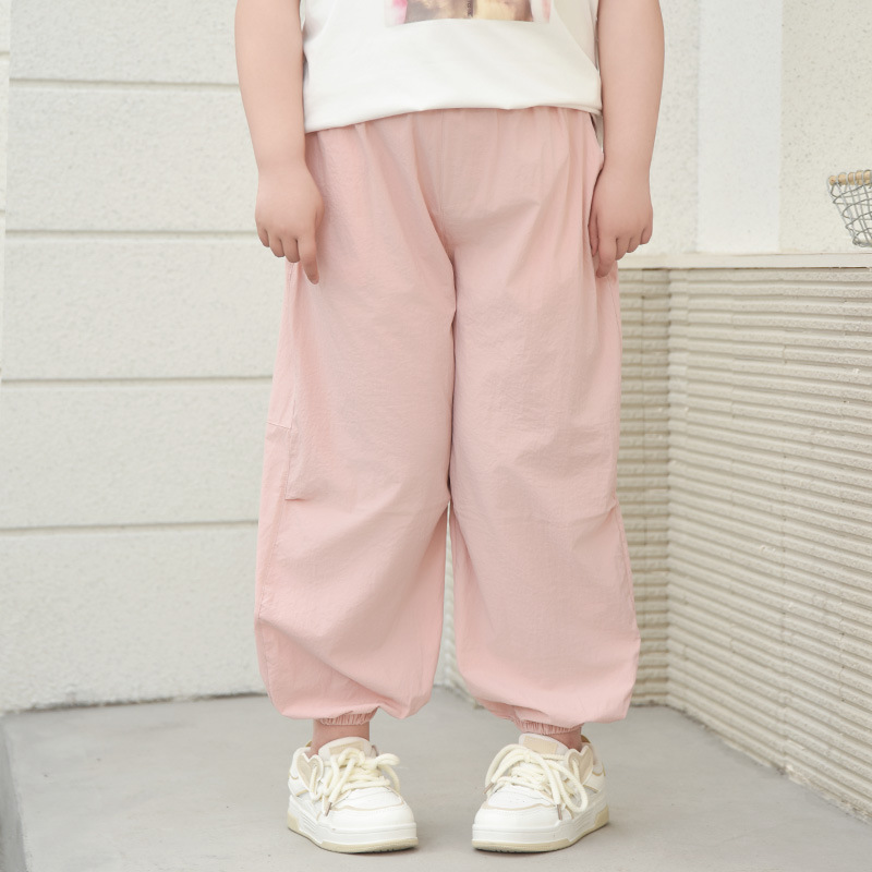 Fat Girls Summer New Casual Stretch Quick-drying Trousers Thin Big Kids Girls Solid Color Air Conditioning Pants Anti-mosquito Pants