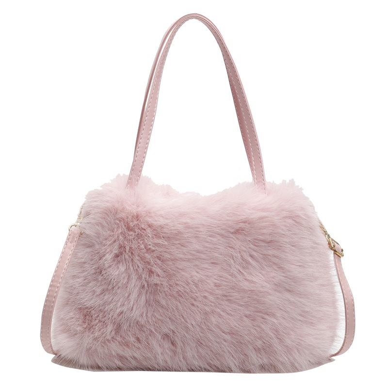 Bolso de Hombro de Peluche de Peluche y Cuero Sintético para Uso Diario image 6