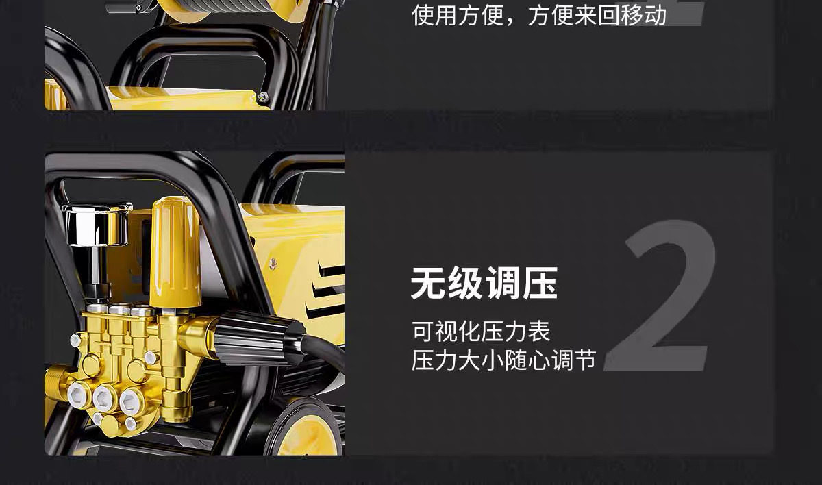 Small yellow car ultra-high pressure car washing machine 220V water gun high-power home commercial cleaning machine portable pressurized car washing