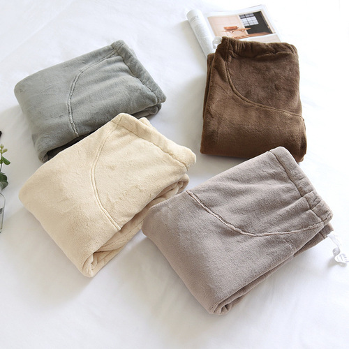 Solid color flannel pants for spring, autumn and winter, thickened maternity pajamas with adjustable waist, coral velvet warm home trousers