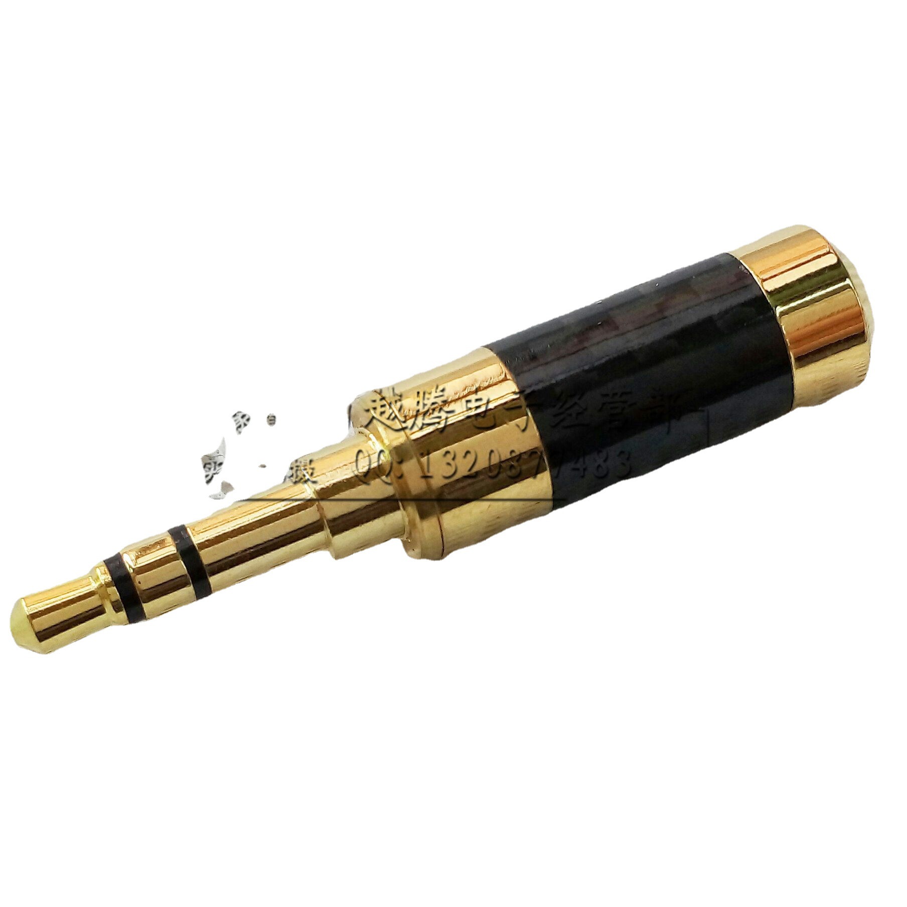 倾音坊镀金碳纤3.5立体耳机装配插头 纯铜3.5三级碳纤直头