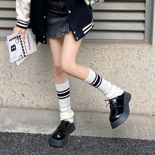靴尚棉二杠纯色堆堆袜套女秋冬学院风辣妹针织毛线腿套保暖护腿袜