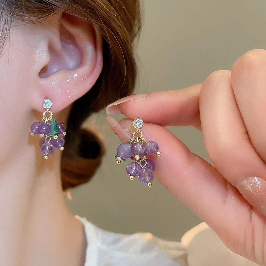 Pendientes de flores de color dopamina de verano Pendientes de todo fósforo de nicho fresco Pendientes de lujo de alta gama de moda al por mayor