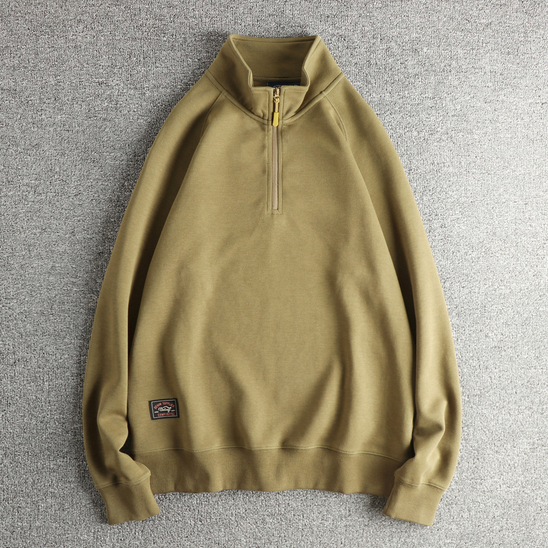 350g High-Density Air Cotton Fluffy and Comfortable Men's Half-Zip Stand Collar Sweatshirt Autumn and Winter Trendy Versatile Long-Sleeve Pullover 350g High-Density Air Cotton Fluffy and Comfortable Men's Half-Zip Stand Collar Sweatshirt Autumn and Winter Trendy Versatile Long-Sleeve Pullover