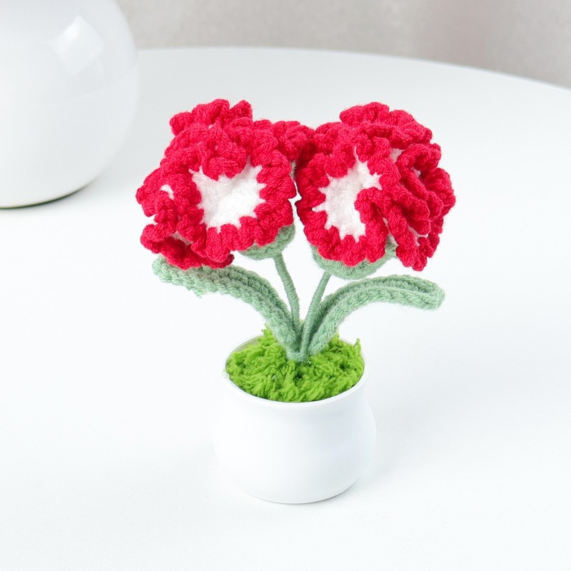 完成したウールひまわり鉢植えスズラン造花チューリップデスクトップ装飾品バレンタインデー教師クラスメートギフト|undefined