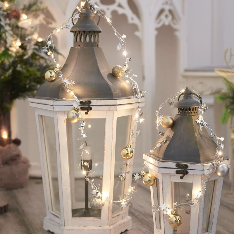Сверкающая гирлянда Christmas Lights LED, шнуры света еловые шишки Рождественское украшение колокольчик цветной свет