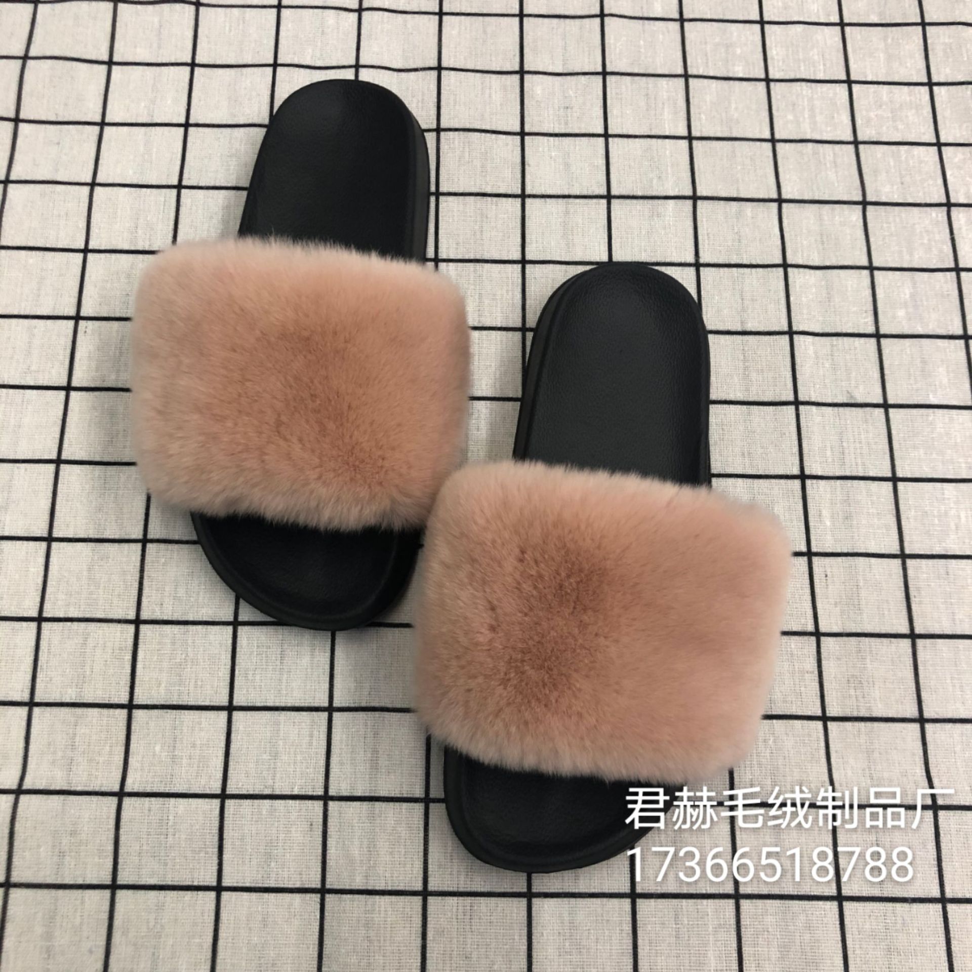 Zapatillas de piel de zorro real de estilo coreano para mujer, zapatillas de piel al aire libre de primavera y verano, chanclas, zapatillas planas